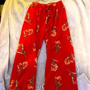 Red flare pants
